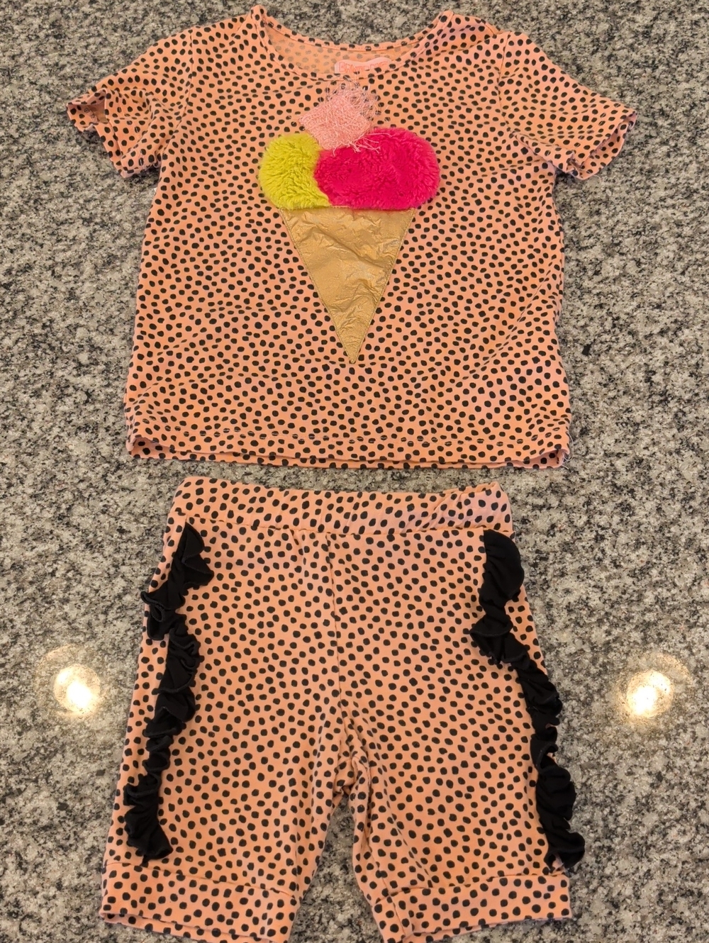 Girls Peach Polka Dot Ice Cream Costume Set